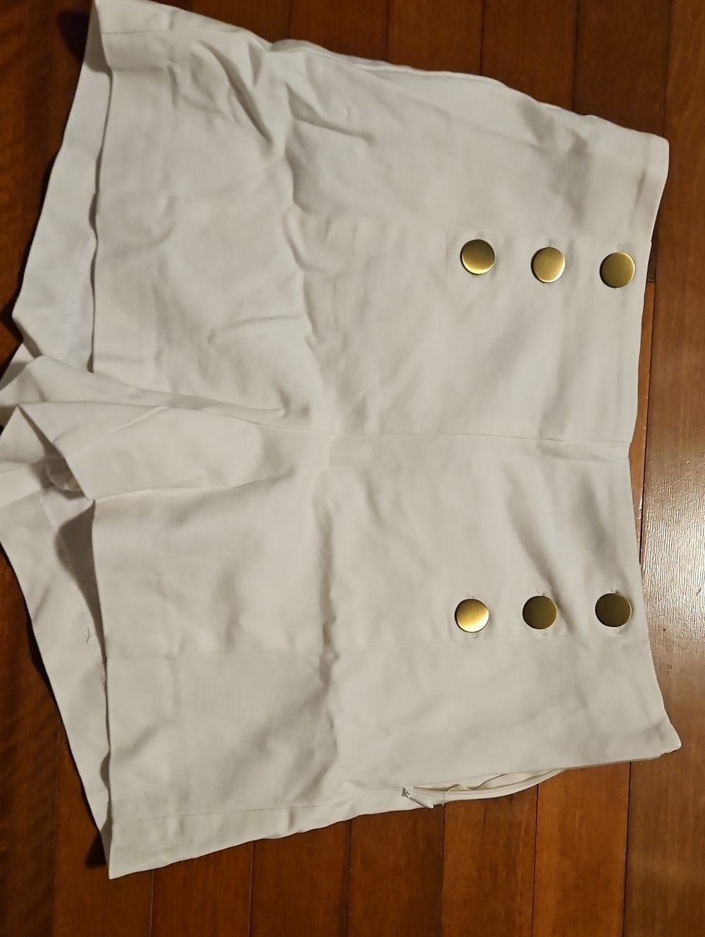 5FOR$30 LOFT White High-Waist Shorts with Gold Button Trim